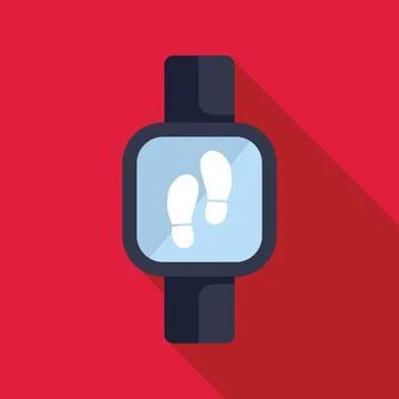 Smartwatch showing walking steps icon on screen Stockillustratie