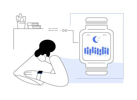 Smartwatch sleep tracking abstract concept vector illustration. Illustrazione stock