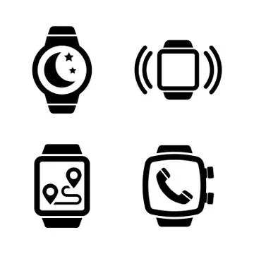 Smartwatch, Smart Clock. Simple Related Vector Icons Stock Illustration