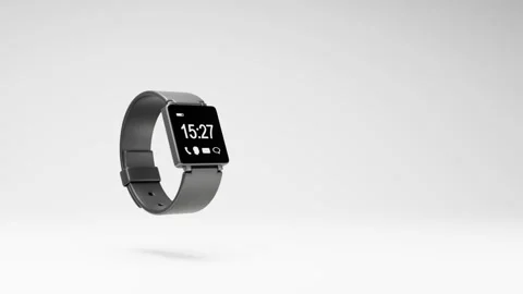 Smartwatch Spinning on Studio Light Gray Background Stock Footage 227513634