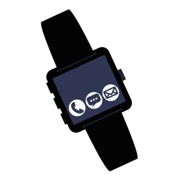 Smartwatch technology with apps set vector illustration Illustrazione stock