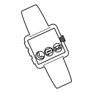 Smartwatch technology with apps set vector illustration Illustrazione stock