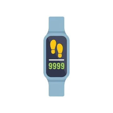 Smartwatch with touchscreen showing steps counter app interface with number o Illustrazione stock