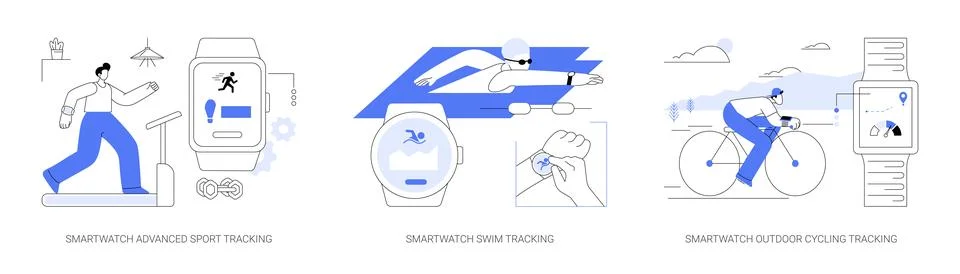 Smartwatch tracking features abstract concept vector illustrations. Stock Illustration