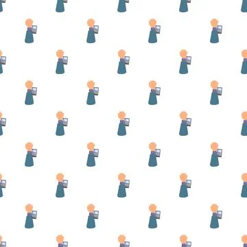 Smartwatch user using wearable tech pattern background Stock Illustration