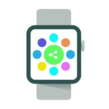 Smartwatch wearables with sharing features. Smart Accessories vector. Stock Illustration