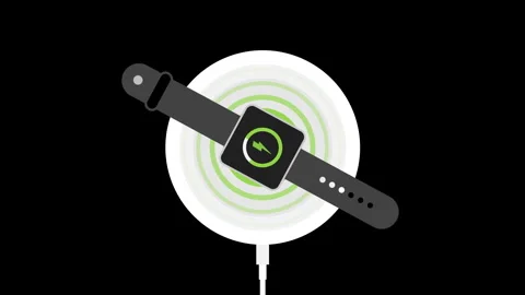 Smartwatch Wireless Charging Animation – 4K Loop with Alpha Channel Stock Footage 300706392