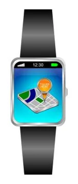 Smartwatch with You are Here Map Pointer - 3D illustration Stock Illustration