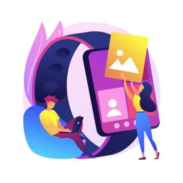 Smartwatches mobile apps development abstract concept vector illustration. Stock Illustration