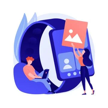 Smartwatches mobile apps development abstract concept vector illustration. Stock Illustration