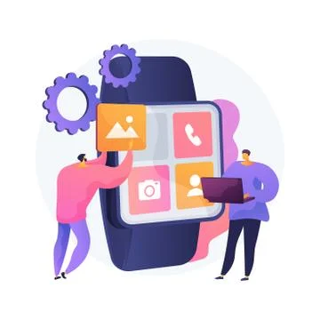Smartwatches mobile apps development abstract concept vector illustration. Stock Illustration