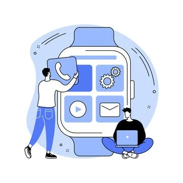 Smartwatches mobile apps development abstract concept vector illustration. Stock Illustration