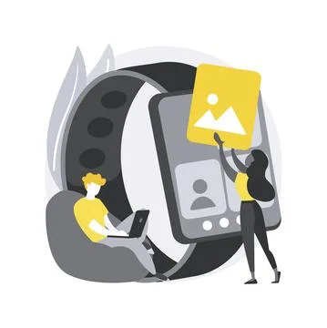 Smartwatches mobile apps development abstract concept vector illustration. イラスト素材