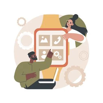 Smartwatches mobile apps development abstract concept vector illustration. Stock Illustration