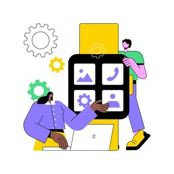 Smartwatches mobile apps development abstract concept vector illustration. Stock Illustration