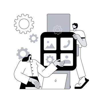 Smartwatches mobile apps development abstract concept vector illustration. Stock Illustration