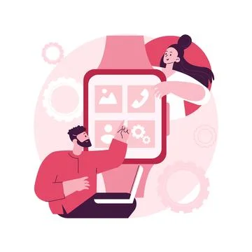 Smartwatches mobile apps development abstract concept vector illustration. Stock Illustration