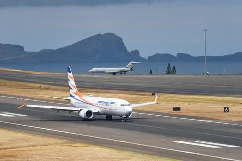 Smartwings Boeing 737 MAX 8 passenger plane taxi on runway in Cristiano Ronaldo Stock Photos