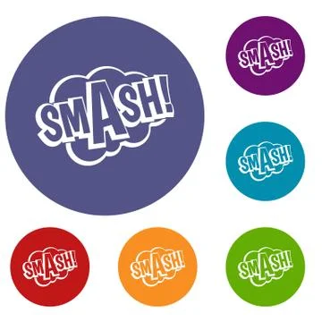 SMASH, comic book bubble text icons set Stock Illustration