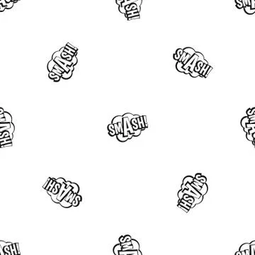 SMASH, comic book bubble text pattern seamless black Stock Illustration