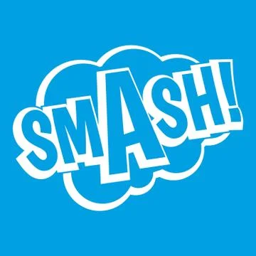 SMASH, comic book bubble text icon white 스톡 일러스트