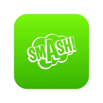SMASH, comic book bubble text icon digital green Illustrazione stock