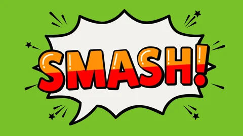 Smash Comic Speech Bubble Animated Text on Green Screen for Motion Graphics Stock Footage 341375696