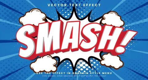 Smash Comic style 3d editable text effect Illustrazione stock