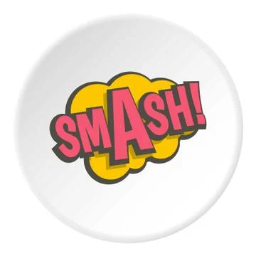Smash, comic text sound effect icon circle Stockillustratie