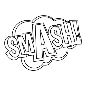 Smash, comic text sound effect icon, outline style Stockillustratie