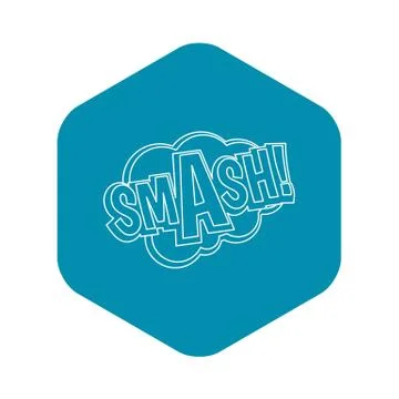 Smash, comic text sound effect icon, outline style Stock Illustration
