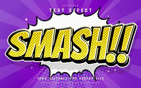 Smash yellow comic style text effect Illustrazione stock
