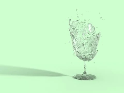 Smashed broken wine soda champagne vodka glass. Concept design idea.  Stock Illustration