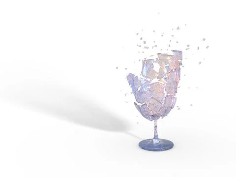 Smashed broken wine soda champagne glass. Concept design idea.  Stock Illustration