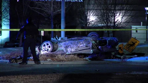 Smashed car after accident Stock Footage 45504472