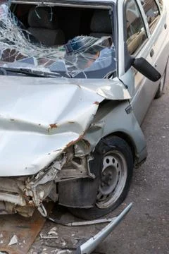 Smashed Car and Windscreen Stock Photos