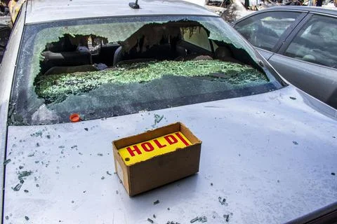 Smashed car window Stock Photos