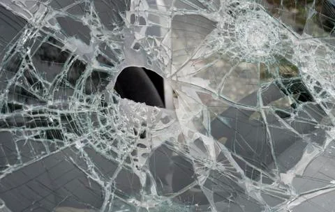Smashed car windshiled Stock Photos