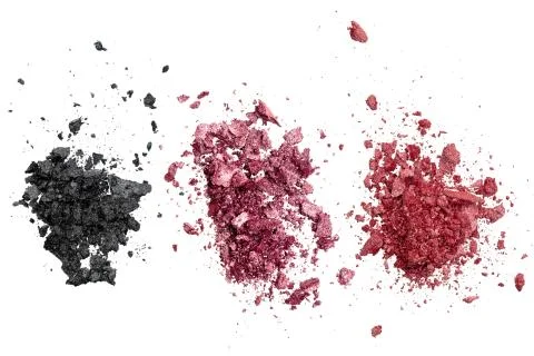 Smashed dark  eyeshadow make up palette isolated on a white background Stock Photos