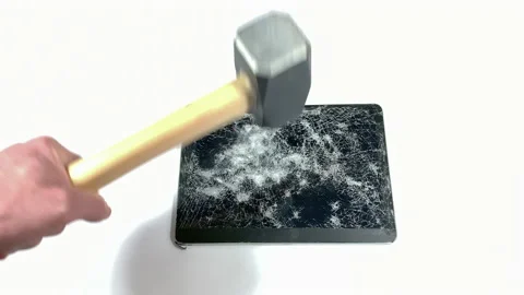 Smashed Digital Tablet gets Smashed with Sledgehammer Stock Footage 150266086