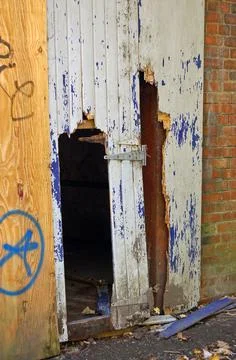 Smashed in door Stock Photos