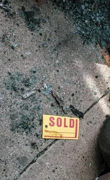 Smashed glass on the ground Stock Photos