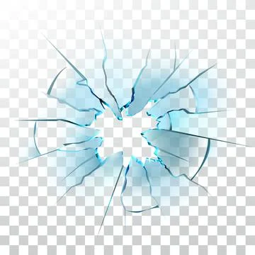 Smashed Glass Window Broken Bullet Hole Vector Ilustración de archivo