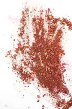 Smashed multicolored eye shadows closeup Stock Photos