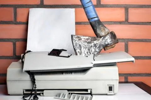 Smashed Office Printer 写真素材