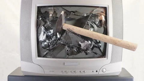 Smashed old kinescope television Video stock 163138911