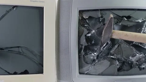 Smashed old kinescope television Video stock 163872070