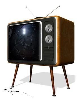 Smashed retro TV Stock Illustration
