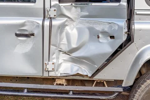 Smashed Vehicle Door Panel Stock Photos