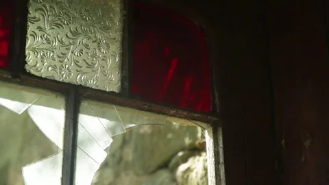 Smashed window of a Haunted abandoned house Stock Footage 72672133